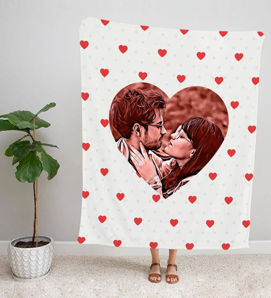 Kişiye Özel Kalpli Fotoğraf Battaniye